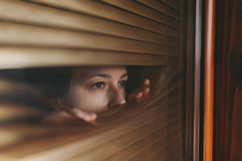 hiding behind the courtain