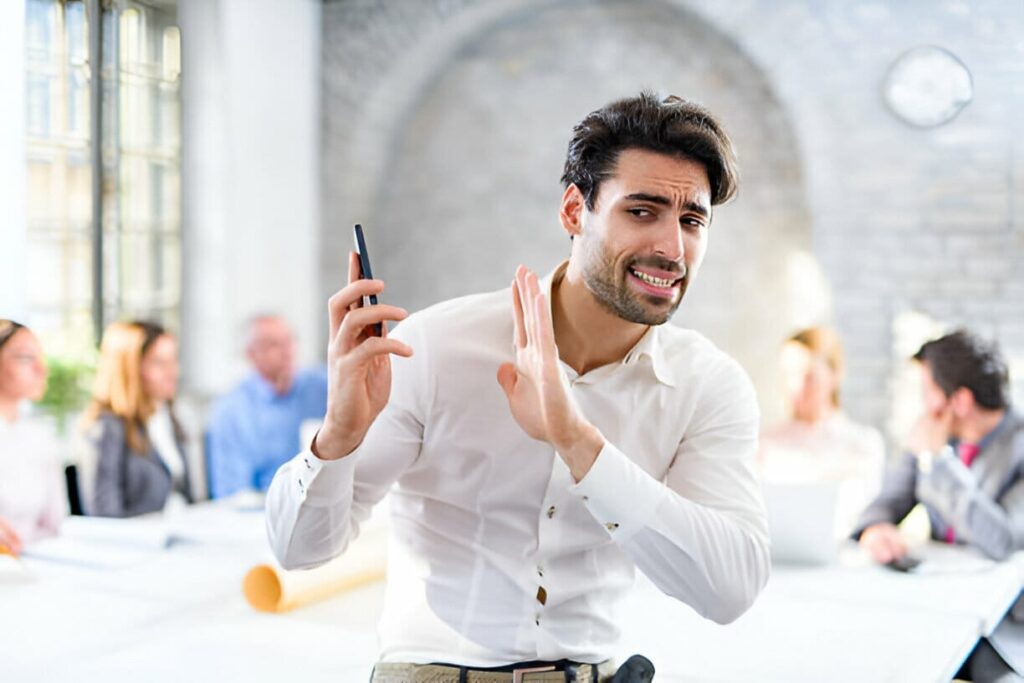 man avoiding a call